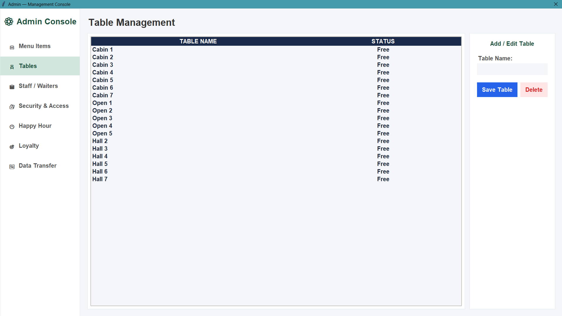 yBill AI Admin Table Management